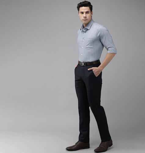 Men Grey Slim Fit Grid Tattersall Checks Checked Formal Shirt